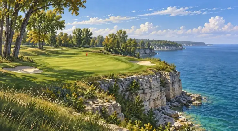 Illustration of Great Lakes limestone shoreline