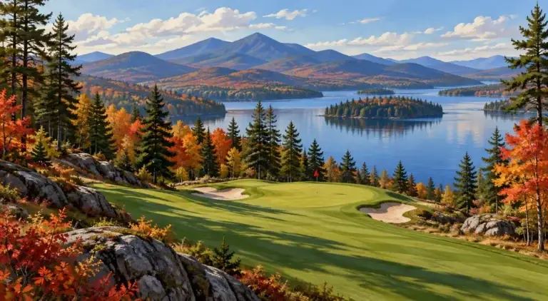 Illustration of Adirondack lake country
