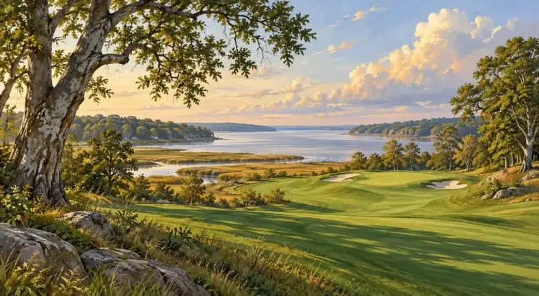 Illustration of Mid-Atlantic tidal river landscape
