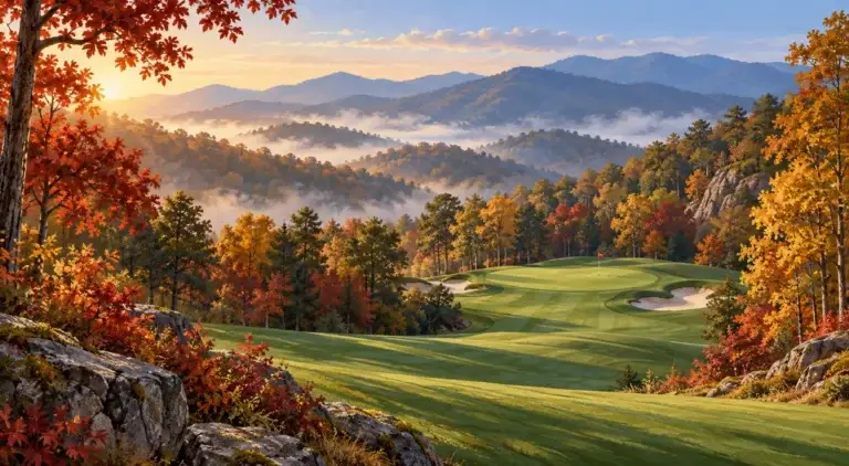 Illustration of Blue Ridge foothills in early autumn