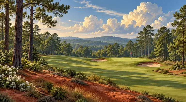 Illustration of Cypress wetland edge in silver sunrise mist