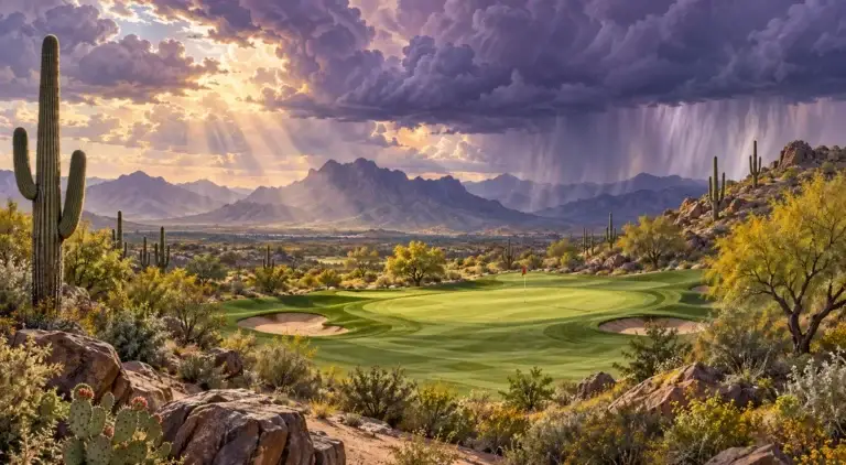 Illustration of Desert monsoon clouds and sunlight