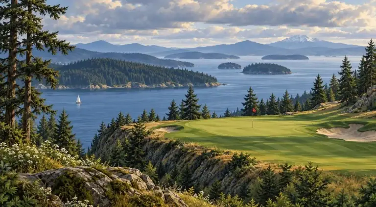 Illustration of Puget Sound islands and bluff