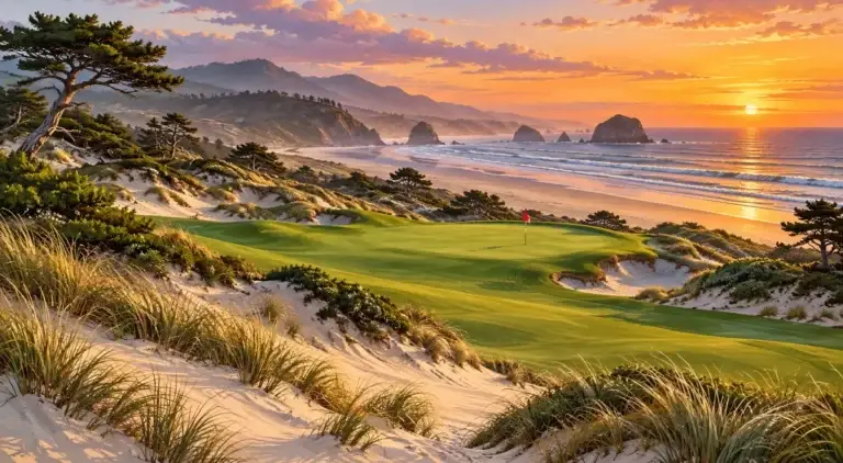 Illustration of Pacific dunes at sunset